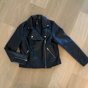 Women's Faux Black Leather Jacket